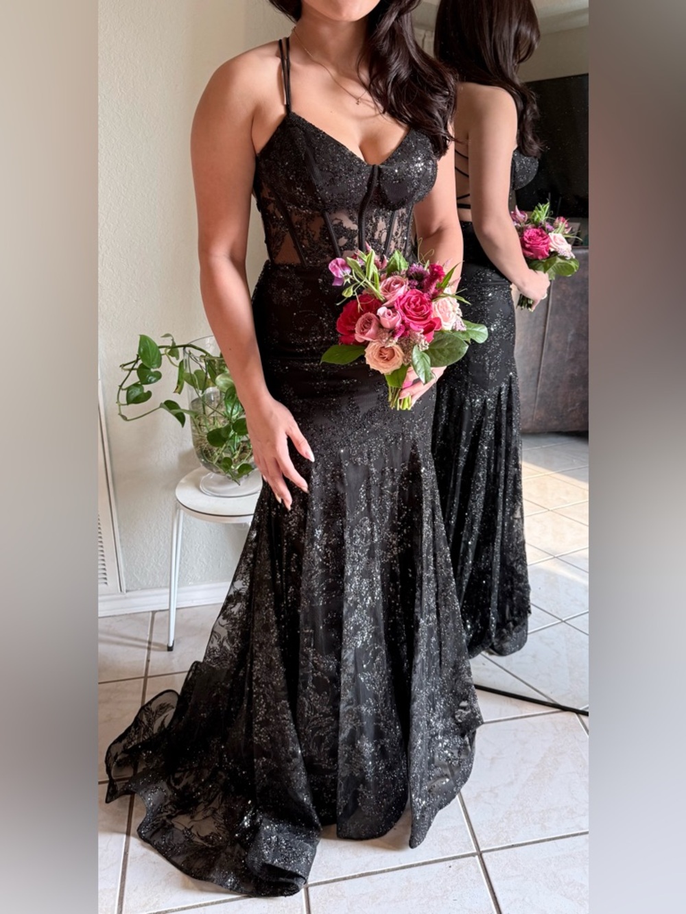 Sequined Corset Bodice Gown